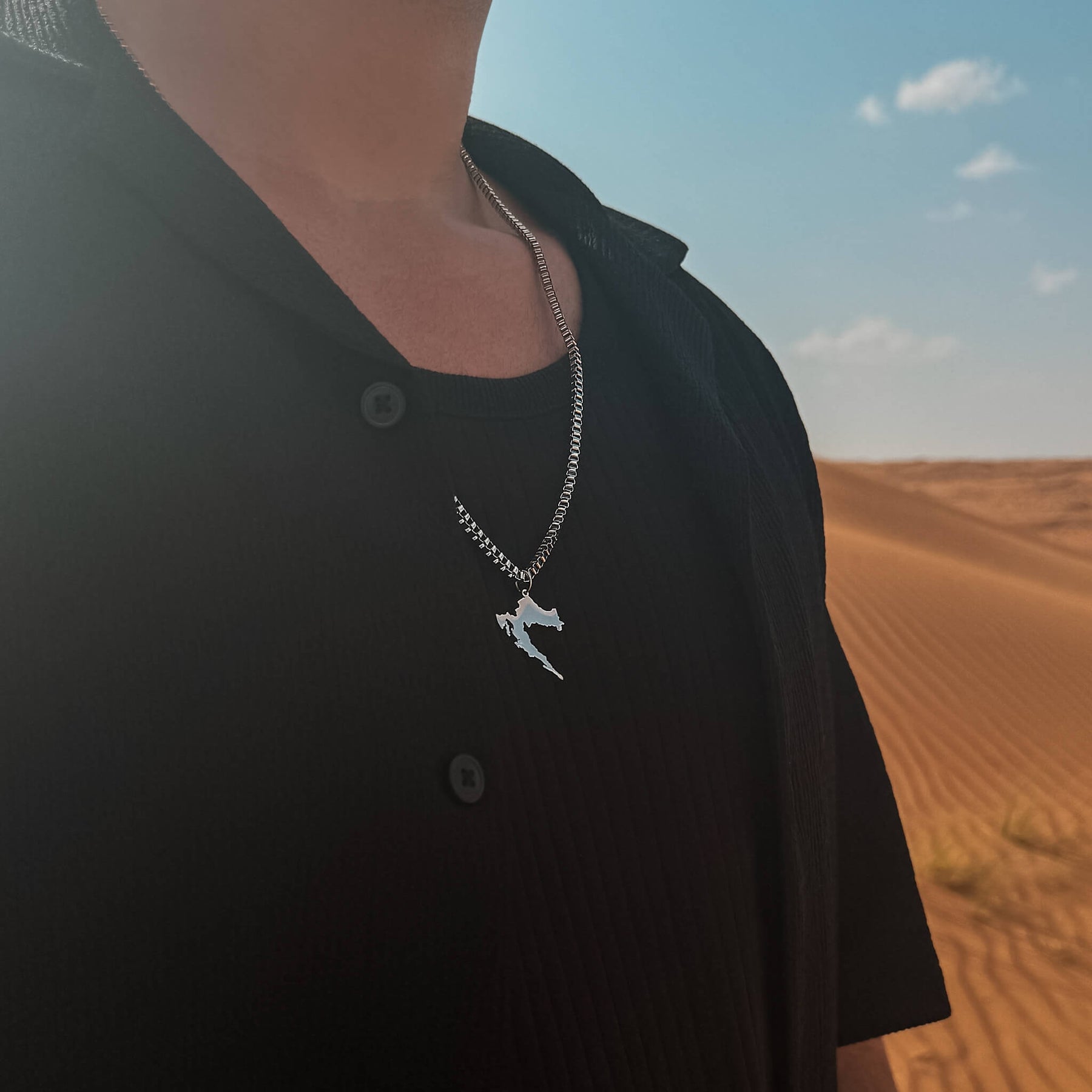 Croatia Map Necklace for Men Worn Photo – Map