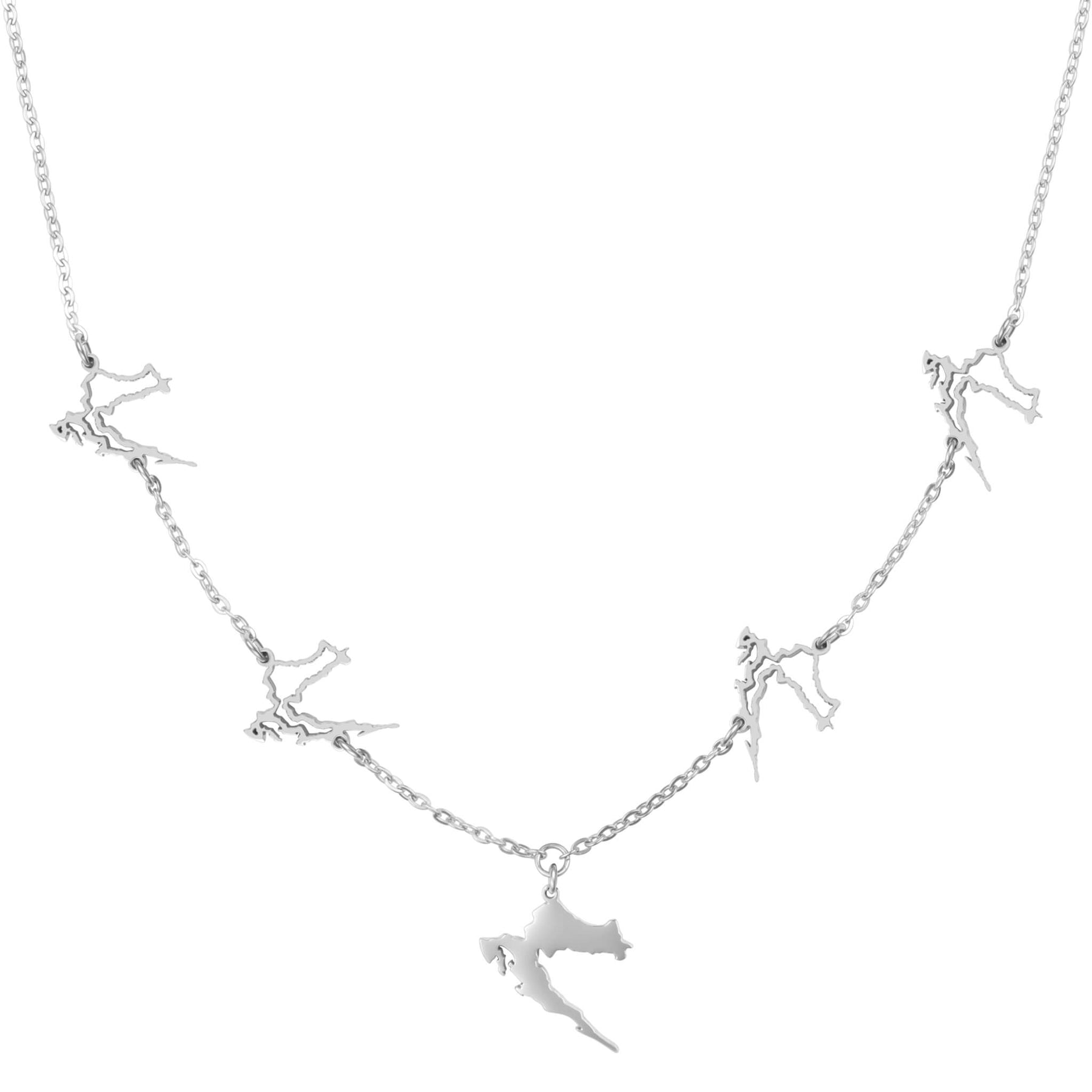 Kroatien Silhouette 5-Anhänger Kette Damen Silber wasserfest | d'origine