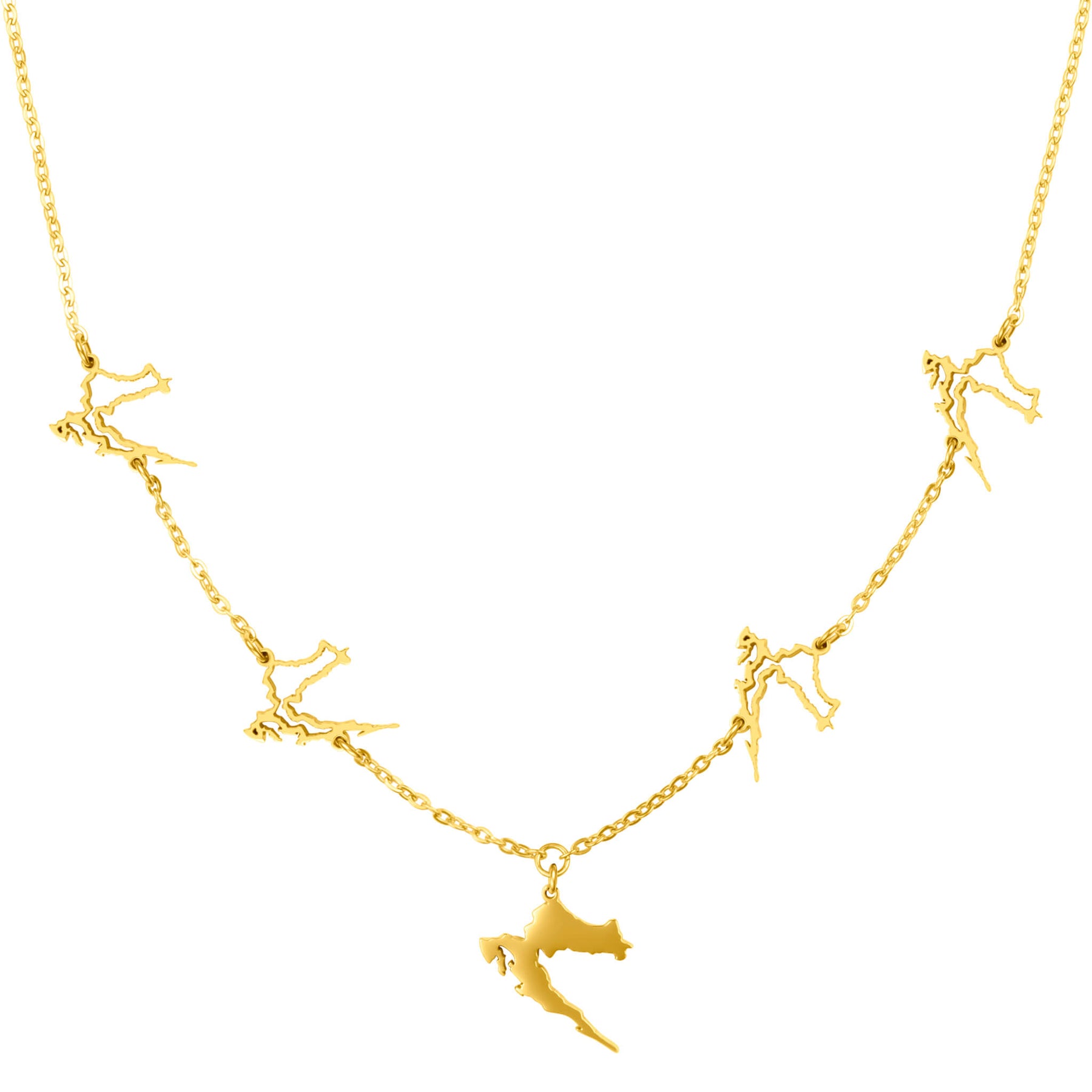 Kroatien Landkarte 5-Anhänger Kette Damen 18K Gold | d'origine