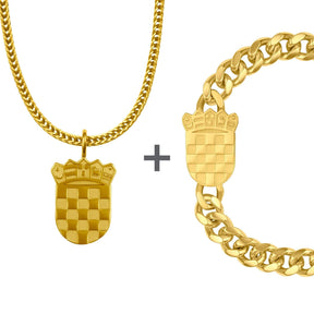 Kroatien Šahovnica Wappen Schmuck Set Herren Edelstahl | d'origine