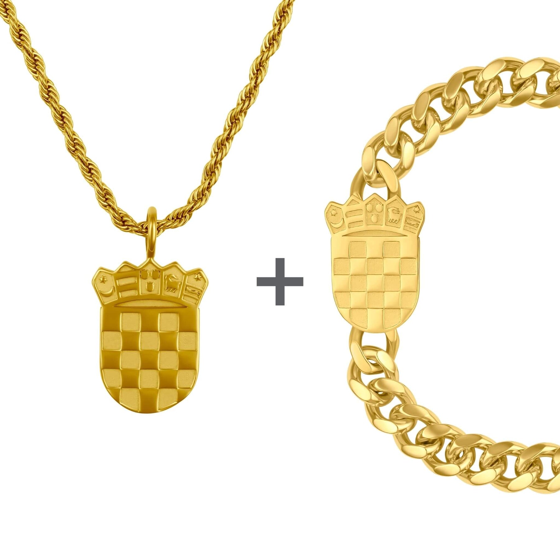 Kroatien Wappen Schmuck Set Herren Gold vergoldet | d'origine