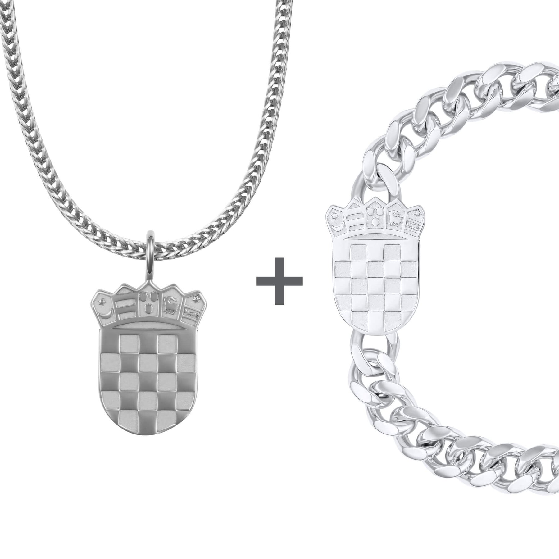 Kroatien Šahovnica Wappen Schmuck Set Herren Edelstahl | d'origine