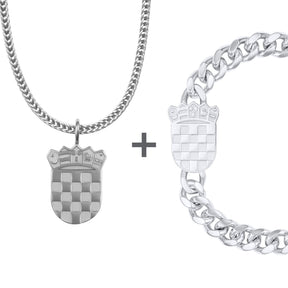 Kroatien Šahovnica Wappen Schmuck Set Herren Edelstahl | d'origine