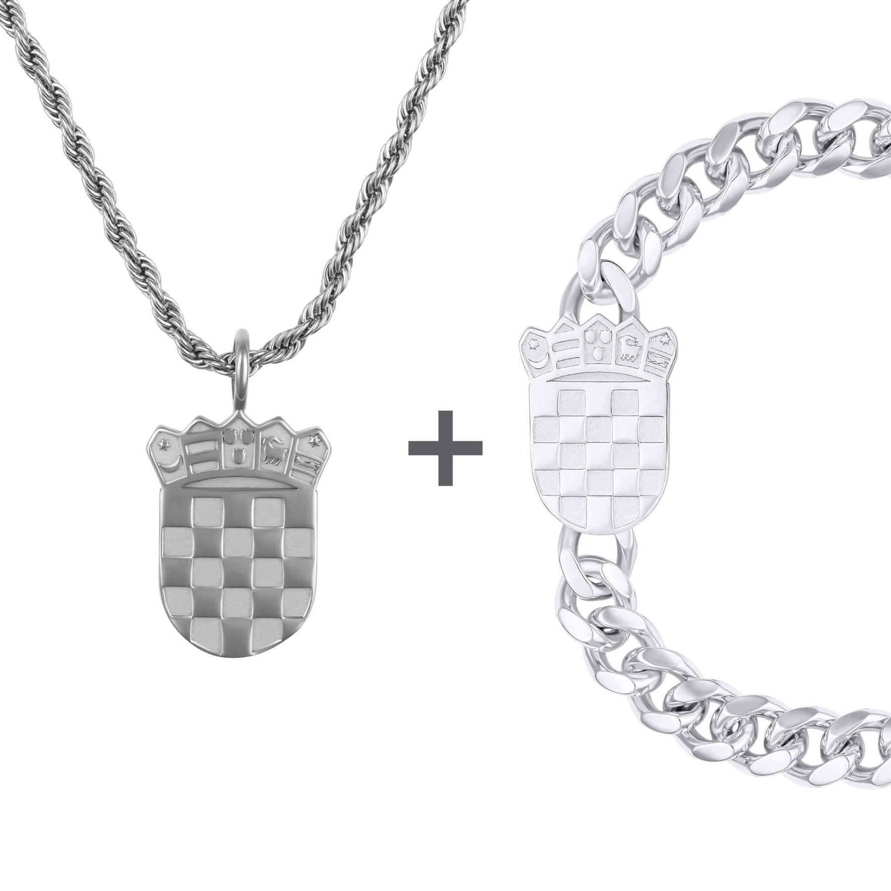Kroatien Šahovnica Wappen Schmuck Set Herren Edelstahl | d'origine
