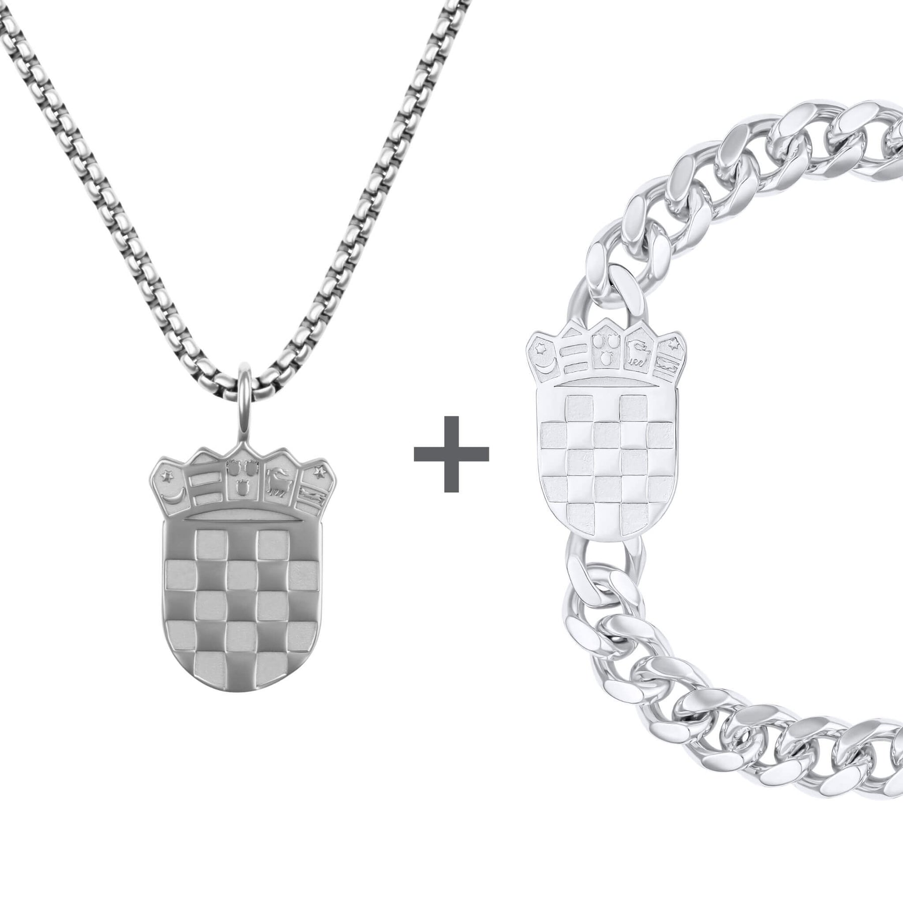 Kroatien Wappen Schmuck Set Herren Edelstahl Kollektion