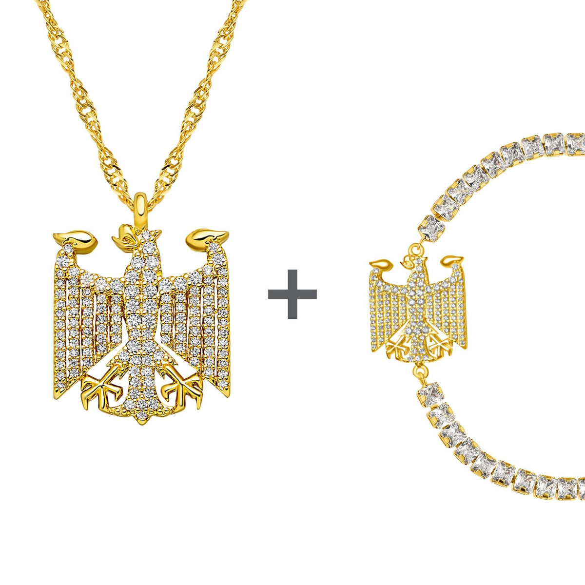 Deutschland Bundesadler Wappen Schmuck Set Damen 18K Gold | d'origine