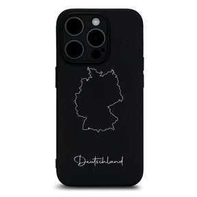Deutschland Handyhülle für iPhone 13 bis 16 – Rückseite mit Landkarte und Schriftzug