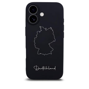 Deutschland Handyhülle für iPhone 17 – Rückseite mit Landkarte und Schriftzug