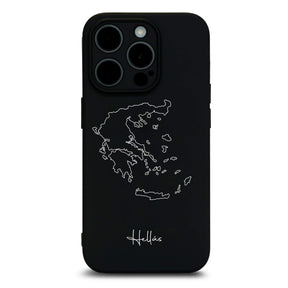 Greece phone case for iPhone 13 to 16 – back with map and lettering