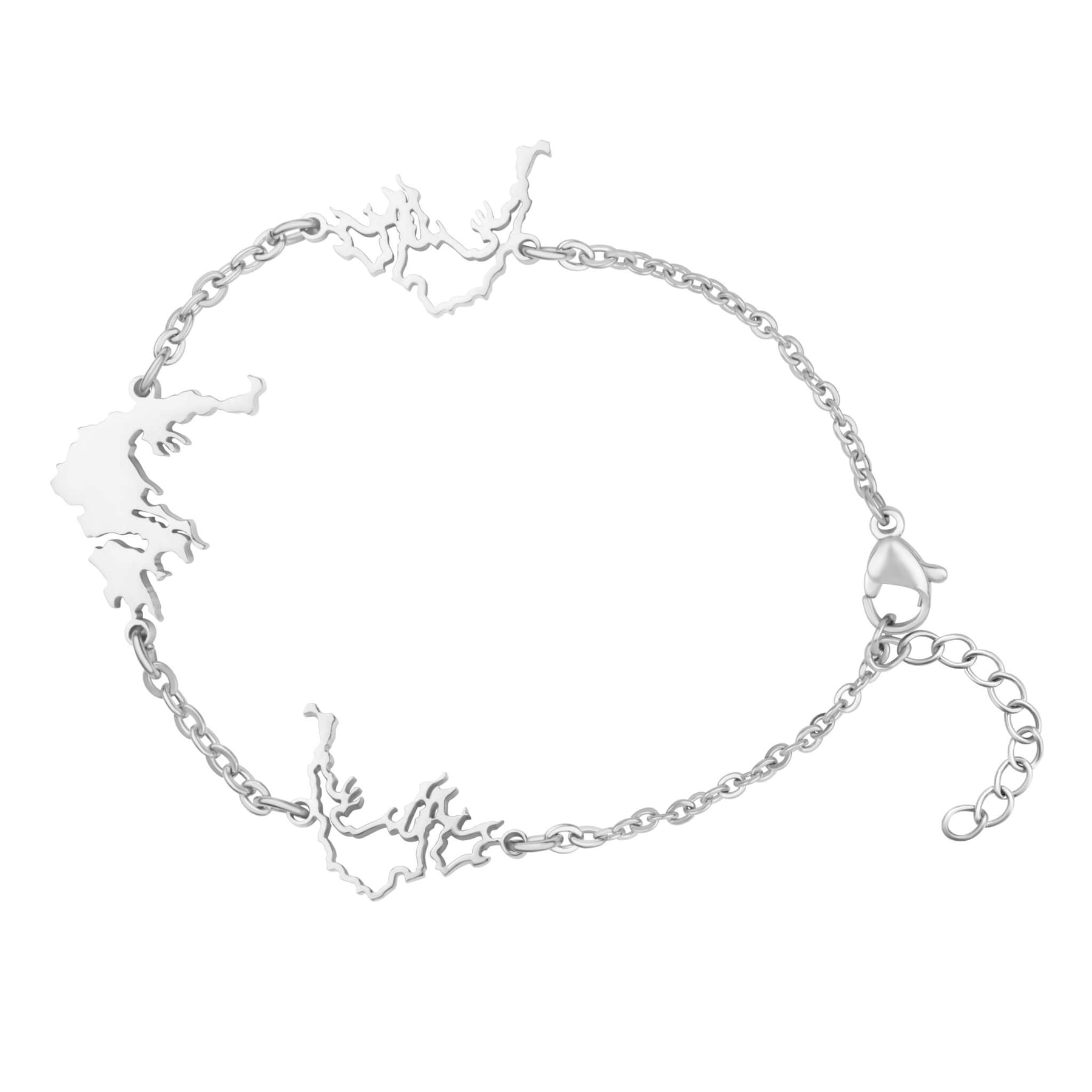 Griechenland Silhouette Landkarten Armband Silber wasserfest | d'origine