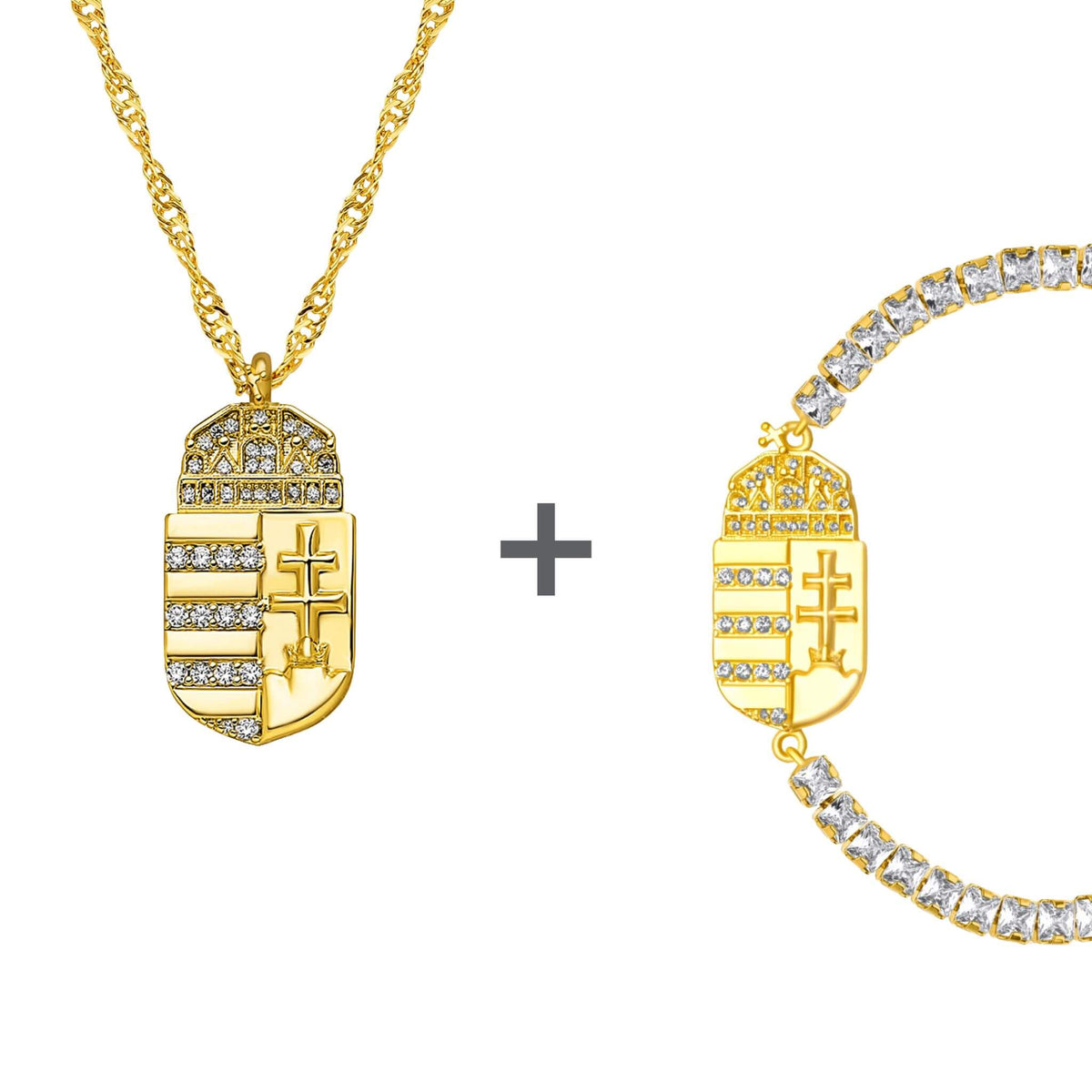 Ungarn Wappen Schmuck Set Damen 18K Gold | d'origine