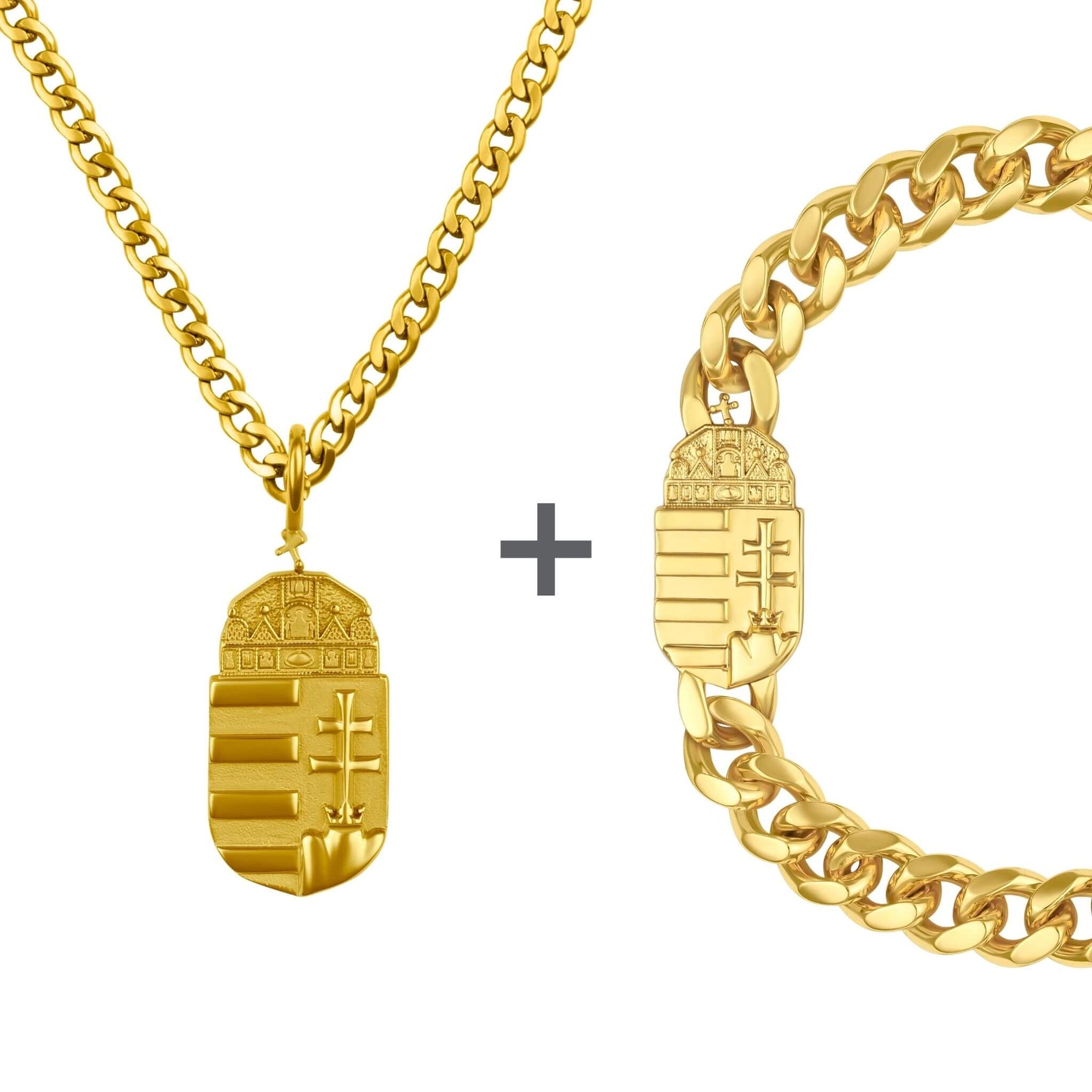 Hungary Emblem Jewelry Set Men Stainless Steel Collection