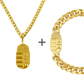 Hungary Emblem Jewelry Set Men Stainless Steel Collection