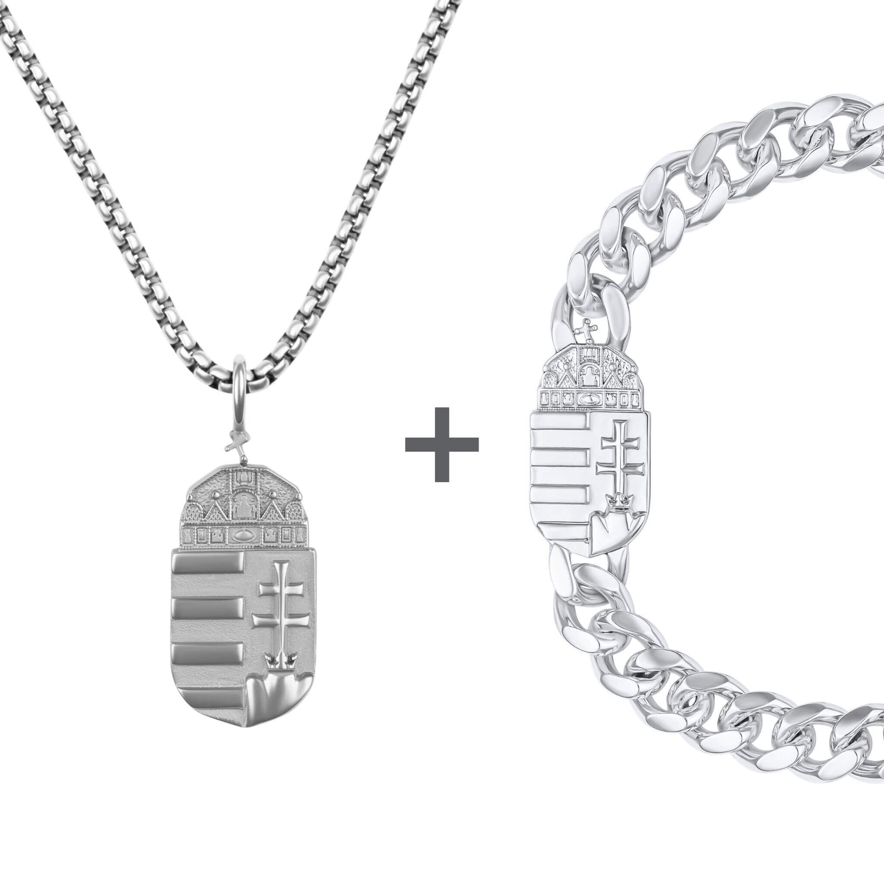 Hungary Emblem Jewelry Set Men Stainless Steel Collection