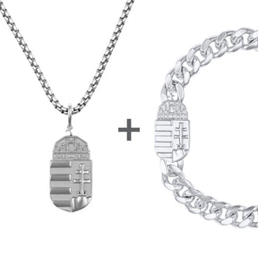 Hungary Emblem Jewelry Set Men Stainless Steel Collection