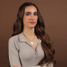 Iraq Silhouette Map Necklace for Women on model