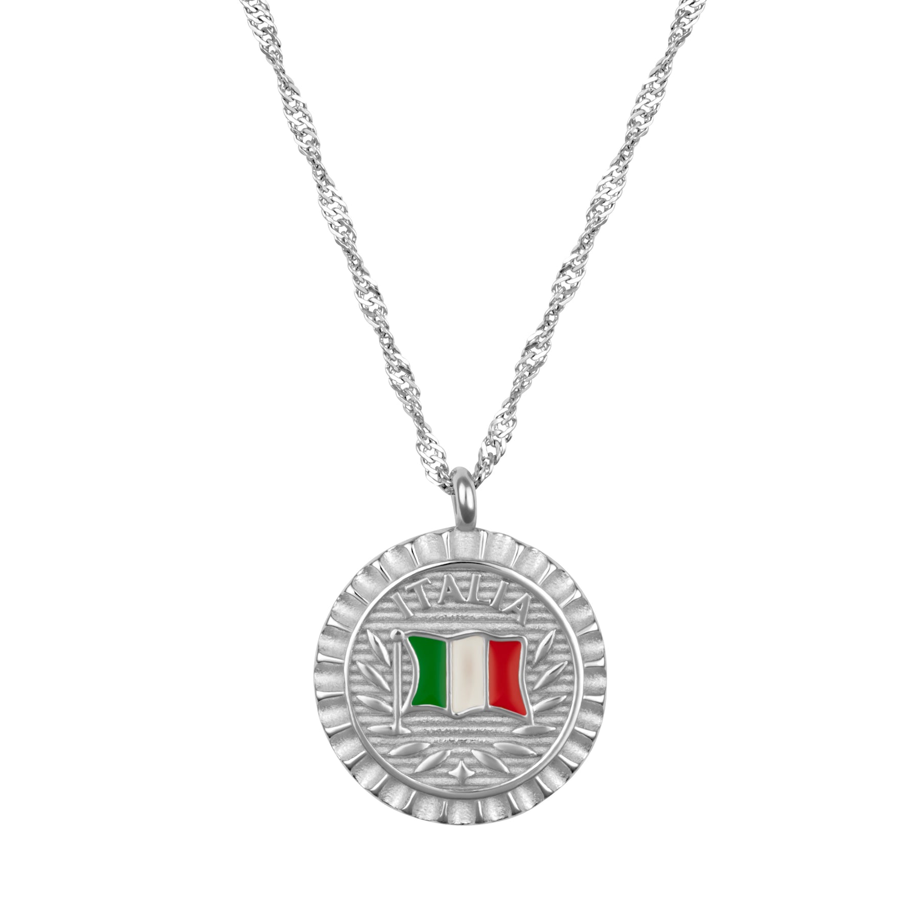 Italien Nationalflagge Flaggenkette Damen Silber wasserfest | d'origine