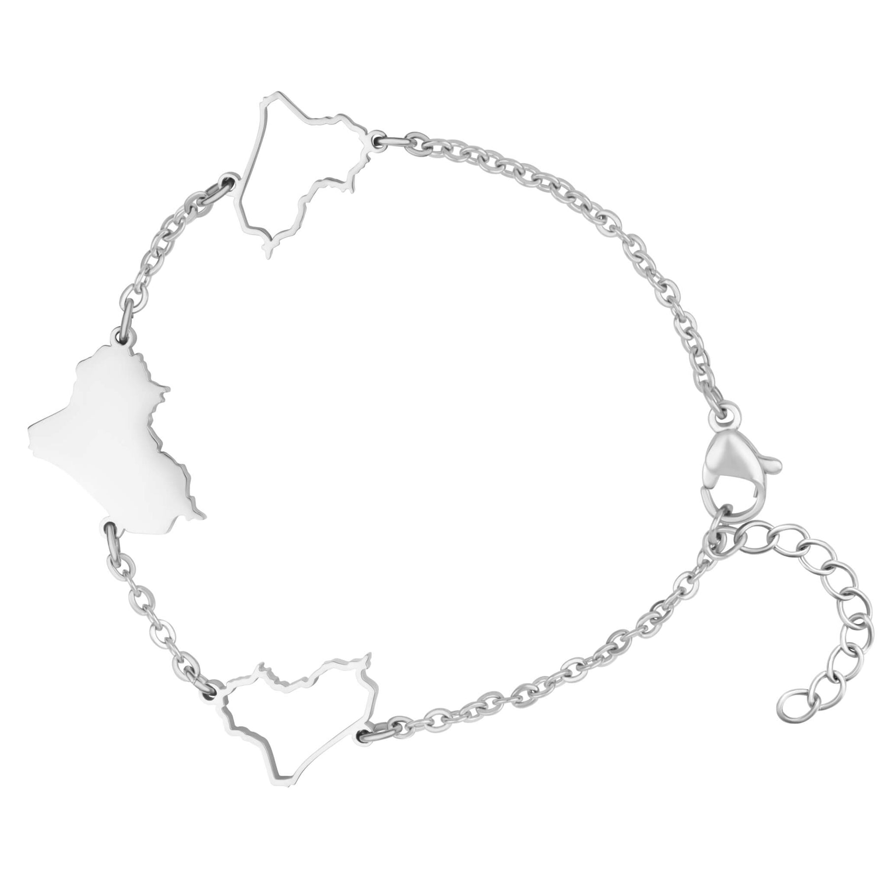Irak Silhouette Landkarten Armband Silber wasserfest | d'origine