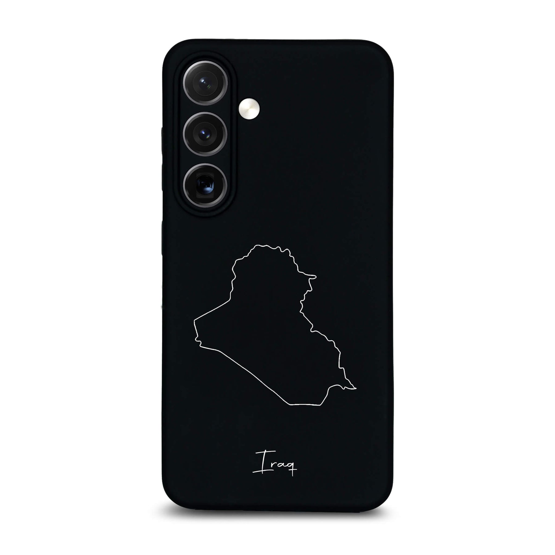 Irak Handyhülle für Samsung Galaxy S23 und S24 – Rückseite mit Landkarte und Schriftzug