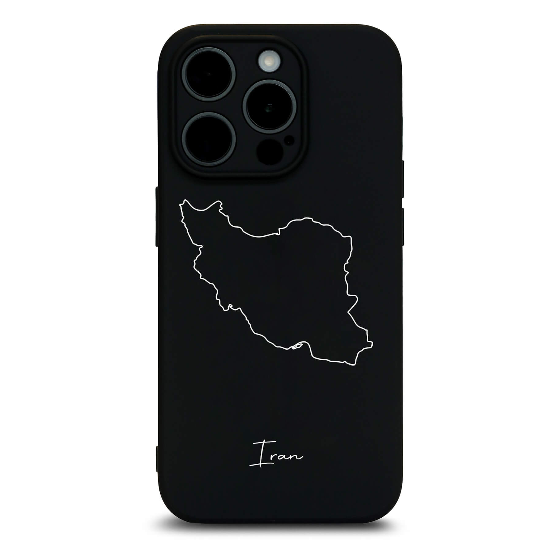 Iran Handyhülle für iPhone 13 bis 16 – Rückseite mit Landkarte und Schriftzug