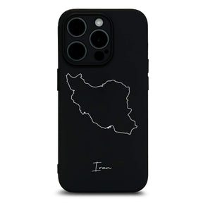 Iran Handyhülle für iPhone 13 bis 16 – Rückseite mit Landkarte und Schriftzug