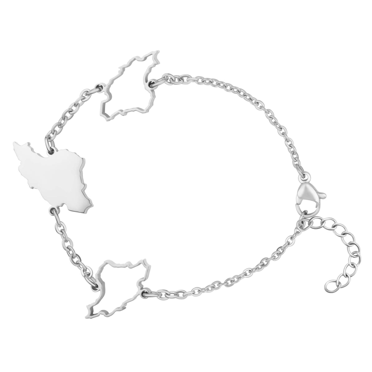 Iran Silhouette Landkarten Armband Silber wasserfest | d'origine