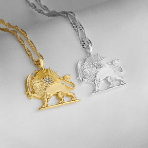 Iran Wappen Kette Damen 18K Gold – Löwe