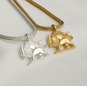 Iran Wappen Kette Herren 18K Gold – Löwe