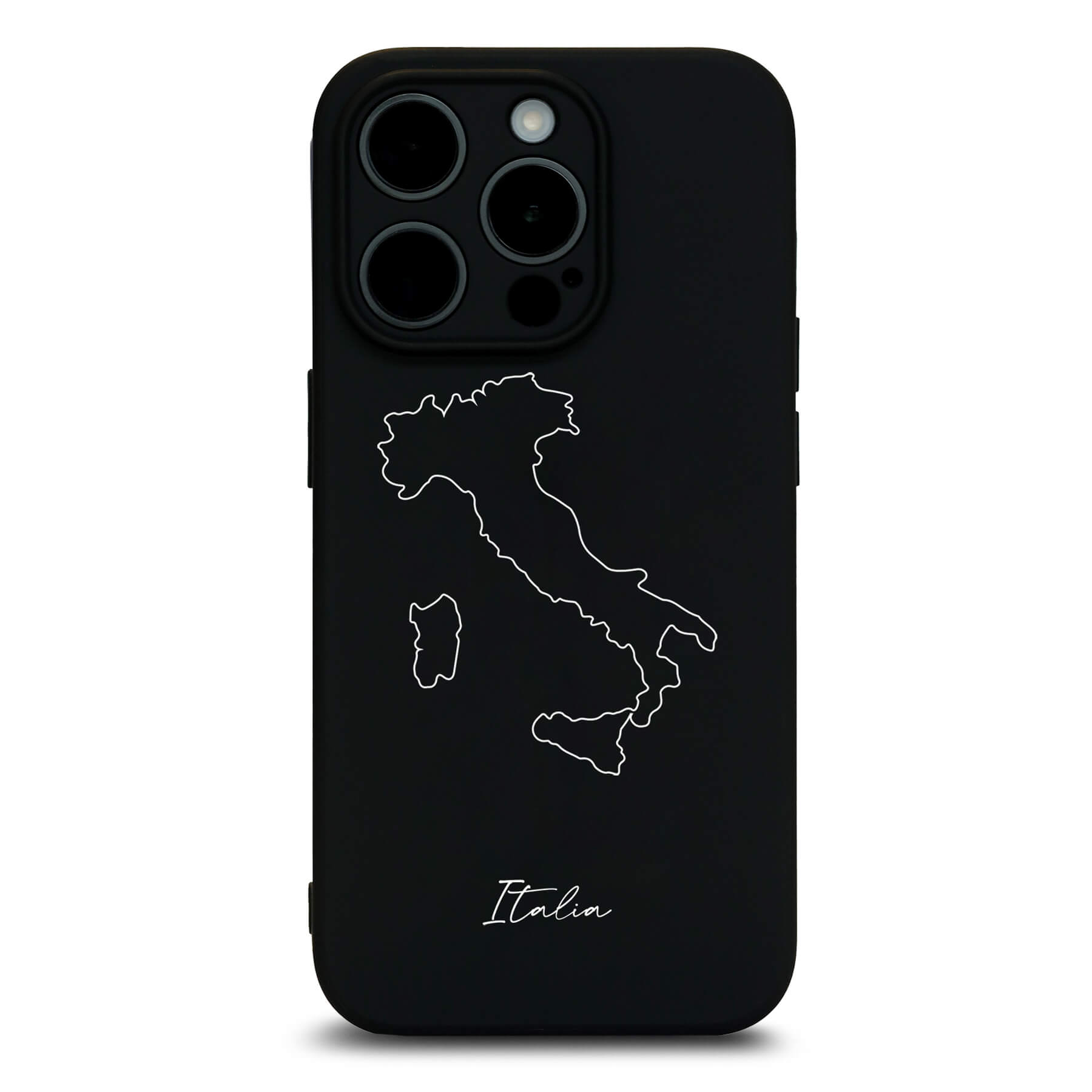 Italien Handyhülle für iPhone 13 bis 16 – Rückseite mit Landkarte und Schriftzug