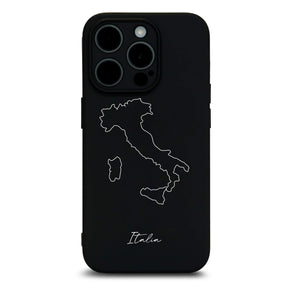 Italien Handyhülle für iPhone 13 bis 16 – Rückseite mit Landkarte und Schriftzug