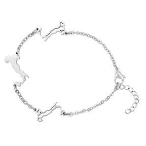 Italien Silhouette Landkarten Armband Silber wasserfest | d'origine