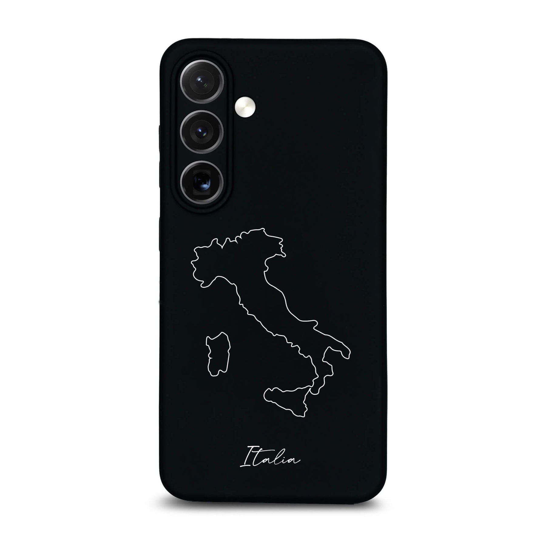 Italien Handyhülle für Samsung Galaxy S23 bis S26 – Rückseite mit Landkarte und Schriftzug