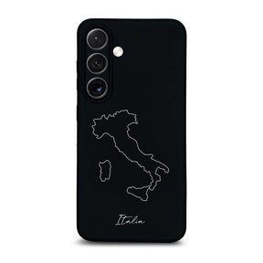 Italien Handyhülle für Samsung Galaxy S23 bis S26 – Rückseite mit Landkarte und Schriftzug