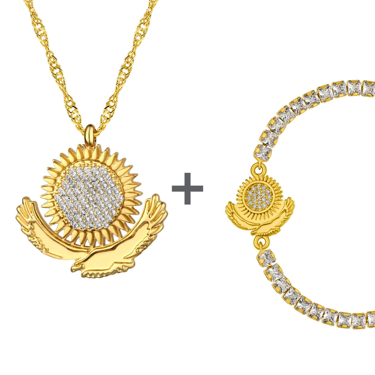 Kasachstan Adler Wappen Schmuck Set Damen 18K Gold | d'origine