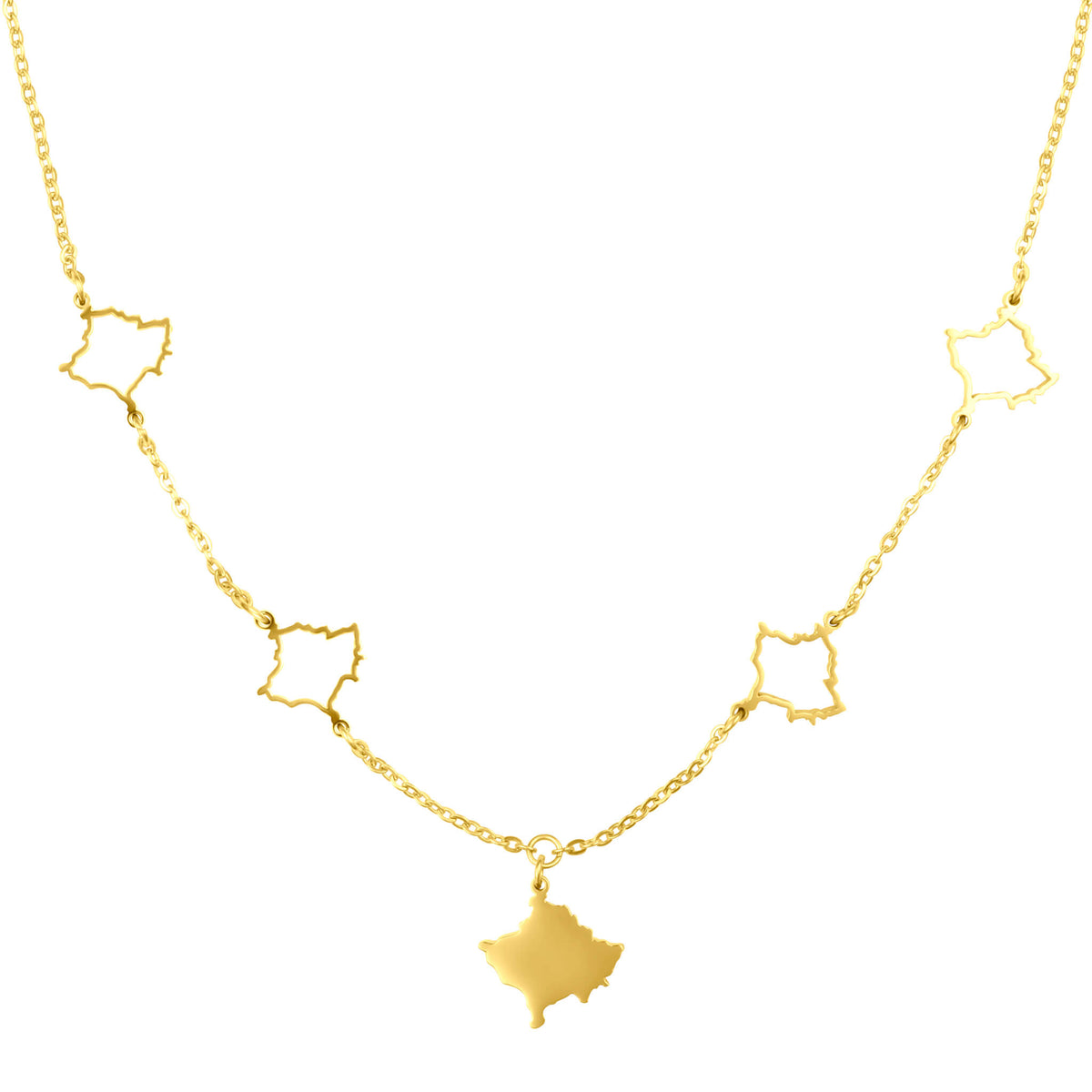 Kosovo Landkarte 5-Anhänger Kette Damen 18K Gold | d'origine