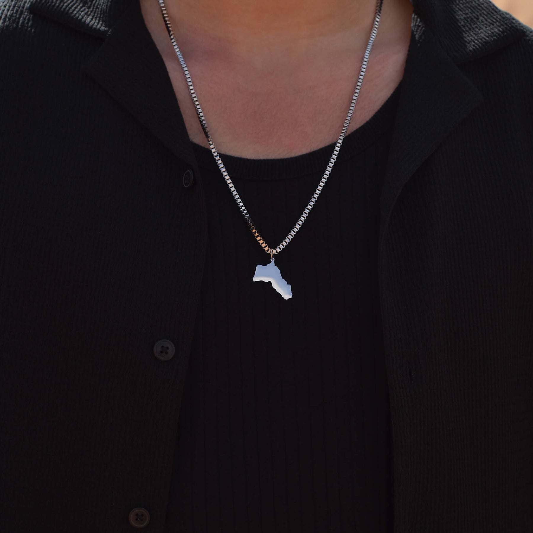 Kurdistan Map Necklace for Men Worn Photo – Map