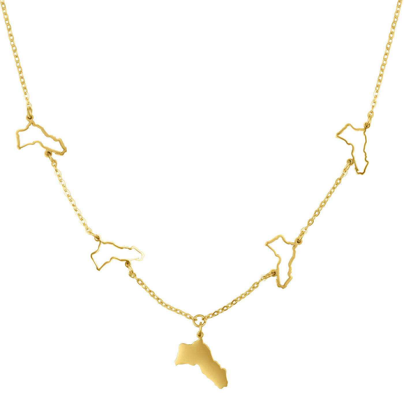 Kurdistan Landkarte 5-Anhänger Kette Damen 18K Gold | d'origine