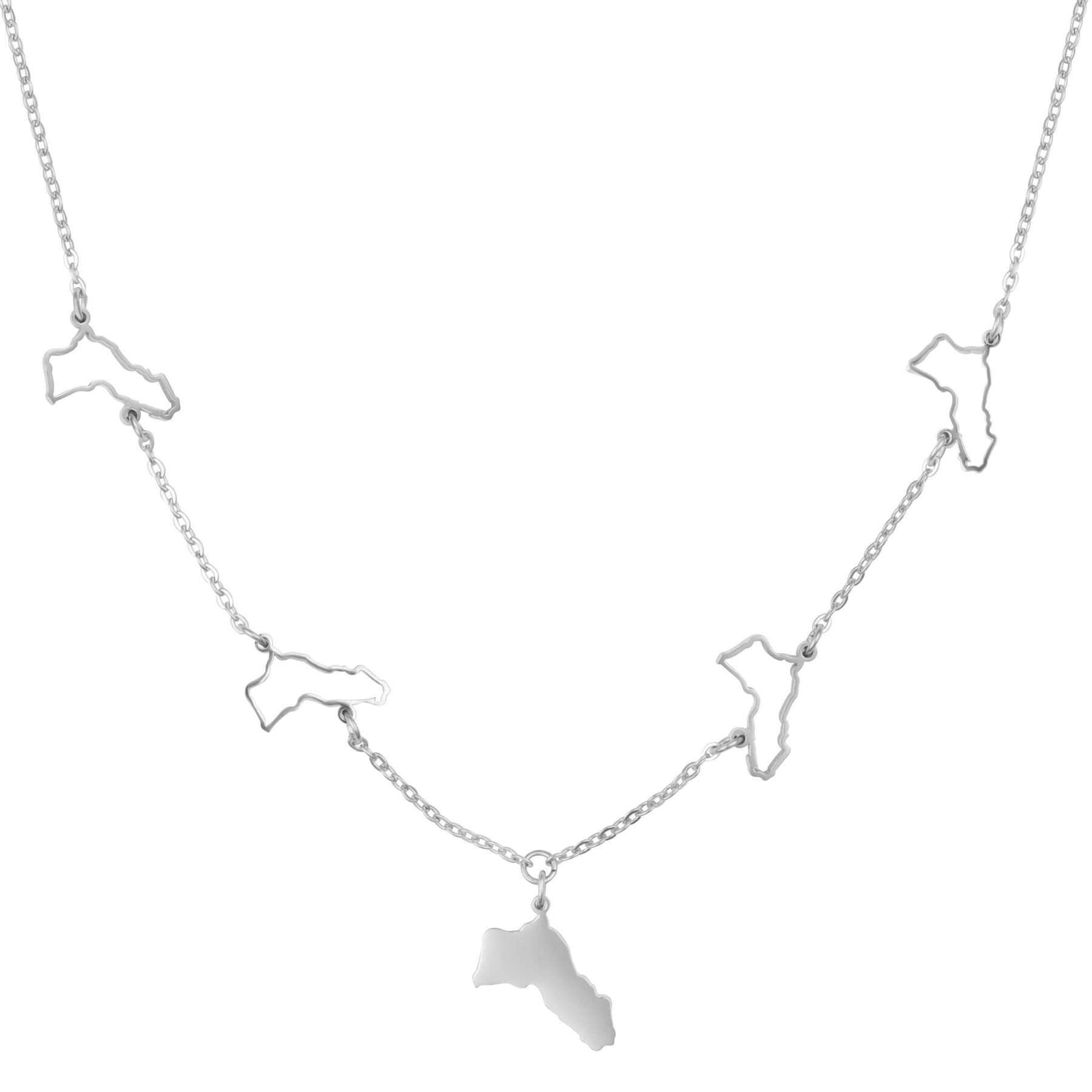 Kurdistan Silhouette 5-Anhänger Kette Damen Silber wasserfest | d'origine