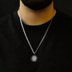 Kurdistan Roj Sun Emblem Necklace for Men worn by model
