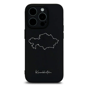 Kasachstan Handyhülle für iPhone 13 bis 16 – Rückseite mit Landkarte und Schriftzug