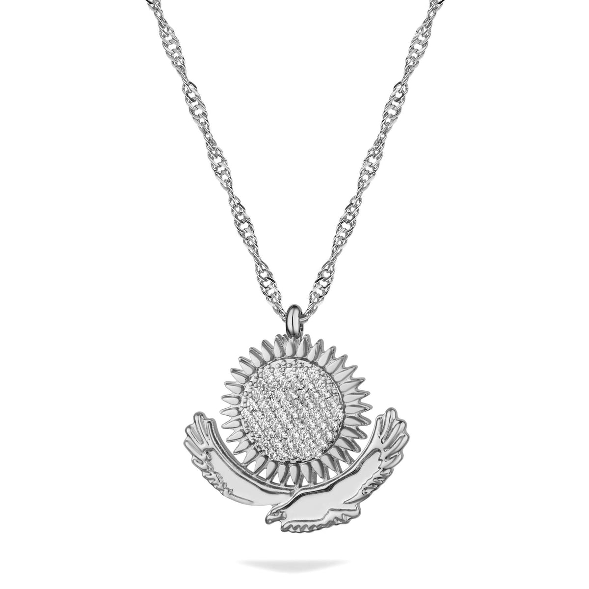 Kasachstan Wappen Kette Damen Silber Edelstahl – Adler