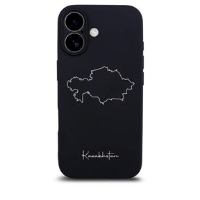 Kasachstan Handyhülle für iPhone 17 – Rückseite mit Landkarte und Schriftzug