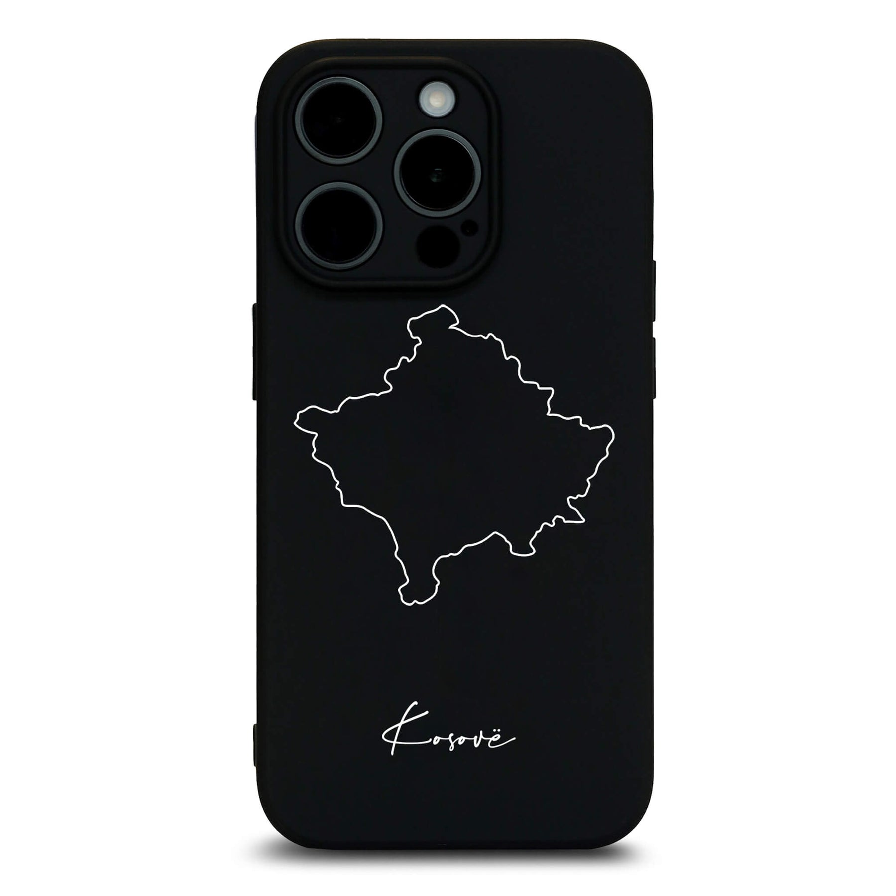 Kosovo Handyhülle für iPhone 13 bis 16 – Rückseite mit Landkarte und Schriftzug