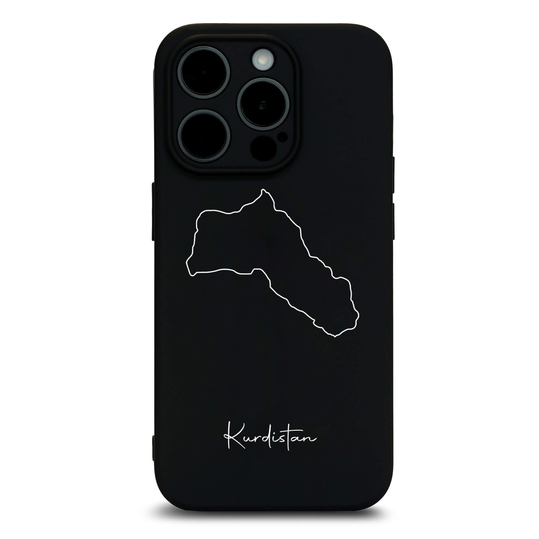 Kurdistan Handyhülle für iPhone 13 bis 16 – Rückseite mit Landkarte und Schriftzug