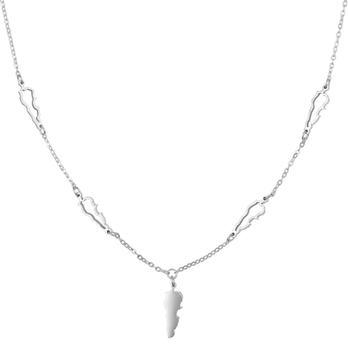 Libanon Silhouette 5-Anhänger Kette Damen Silber wasserfest | d'origine