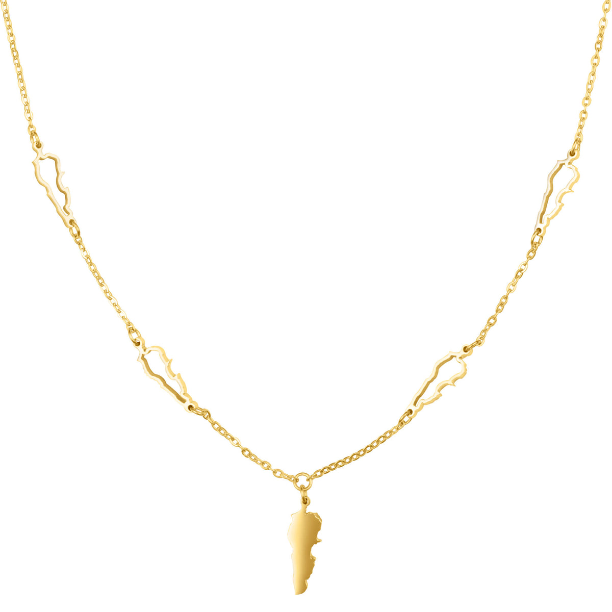 Libanon Landkarte 5-Anhänger Kette Damen 18K Gold | d'origine