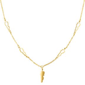 Libanon Landkarte 5-Anhänger Kette Damen 18K Gold | d'origine
