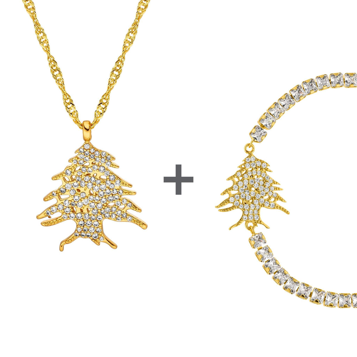 Libanon Zeder Wappen Schmuck Set Damen 18K Gold | d'origine