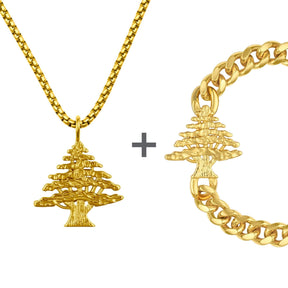 Libanon Zeder Wappen Schmuck Set Herren Edelstahl | d'origine
