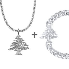 Libanon Zeder Wappen Schmuck Set Herren Edelstahl | d'origine